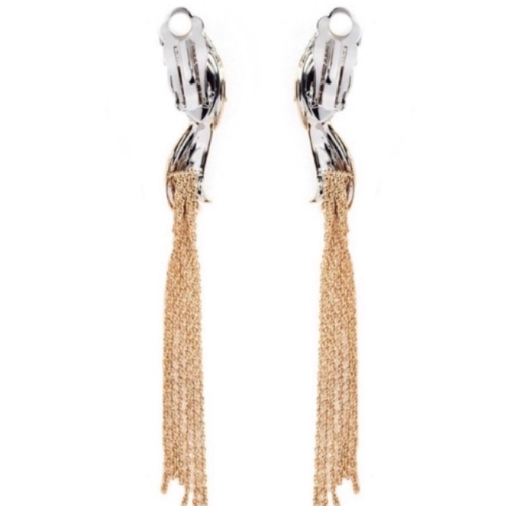 ALEXIS BITTAR • LoveBirds Crystal Labradorite Tassel Clip Earrings - Picture 7 of 7